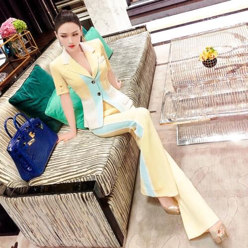 Women 2021 Summer New Casual Two Pieces Vintage Office Lady Single Breasted Blazer & Pants Street Short Blazers Pants Suits U207