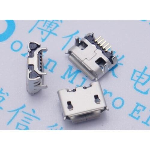 10pcs Micro 5pin USB Jack Ox horn longer needle Needle length 1.25 5P with ox horn 5P Charger MIni usb Connector Free shipping