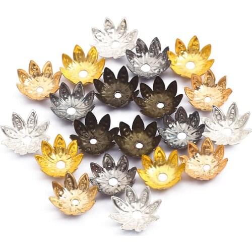 100pcs/lot 8/10mm Flower Metal Beads Caps Loose Spacer Cone End Beads Cap For DIY Jewelry Making Necklace Earrings Accessoies