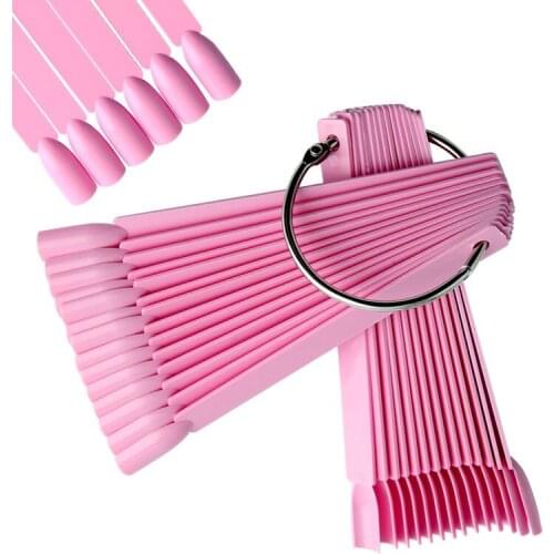 50pcs/set Color Card False Nail Tips Fan Transparent White Pink Fake Nail Tips Nail Art Practice Display Design Tools Nail Art