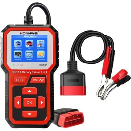 KW681 OBD2 Scan Code Reader 2 In 1 Car Battery Tester Professional Automotive Scanner Circuit Battery Tester Car Diagnosis Tool