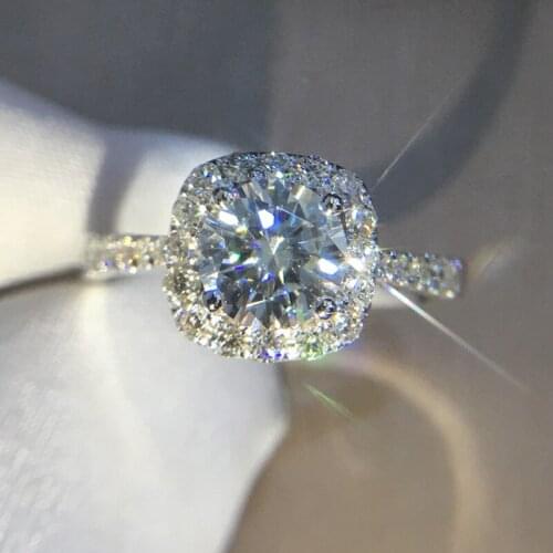 B-ling B-ling Shiny Crystal Rings For Girls Bride Wedding Rings Jewelry Trendy PT950 Ring Female Princess Finger Accessories Hot