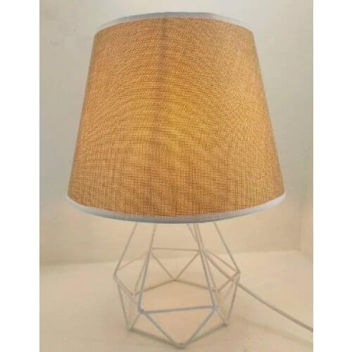White Metal Cage Flip Brown Fabric Headdress Lampshade 408370305
