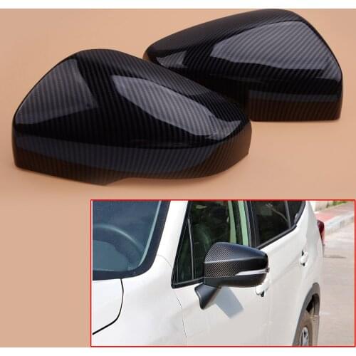 Beler 2pcs Black Carbon Fiber Texture Style Door Side Wing Rearview Mirror Cover Cap Trim Fit For Subaru XV Crosstrek 2018-2020