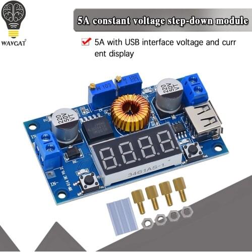 DC-DC 5A Digital LED Drive Lithum Battery Charger Module CC/CV USB Step Down Buck Converter With Voltmeter Ammeter