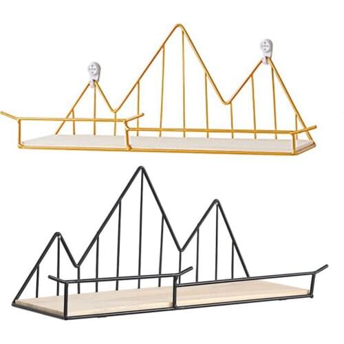 Storage Shelf Decorative Mountain Shaped Wrought Iron Metal Delicate Wall Holder Decoration Home Sundries Organizer Racks