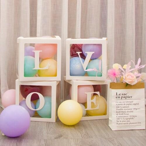 Baby Shower Decorations Boy Girl DIY Transparent Box Wedding balloon Air First 1st Birthday Party Decorations Kids Ballon