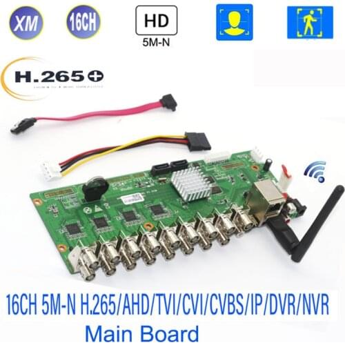 Wifi DVR Board 16 Channels 5M-N 1080P H.265+ DVR NVR Board AHD TVI CVI XVI CVBS IP 6 in 1 Video Recorder ONVIF 16CH DVR 3 IN 1