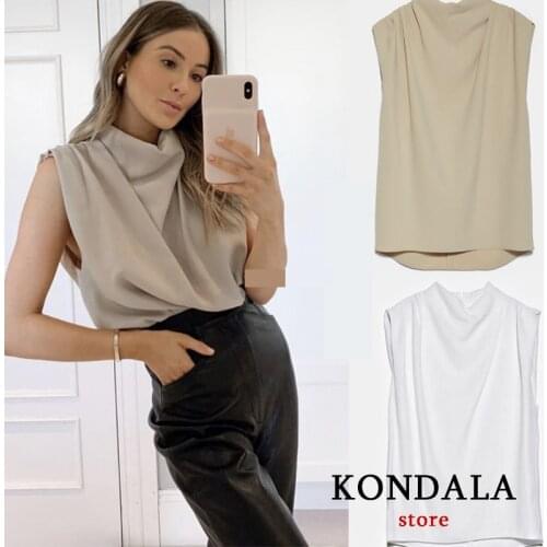 Womens t-shirts za 2020 oversized solid sleeveless harajuku office lady top summer casual ropa mujer