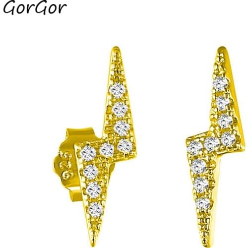 GorGor Clip Earrings Women 925 Sterling New Pattern Lightning Inlaid Zircon Exquisite Creative Anniversary Jewelry 60201330606
