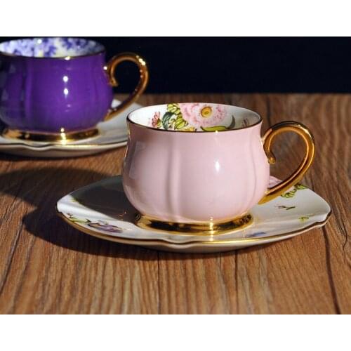 European Style Phnom Penh Bone China Coffee Cup and Saucer Ceramic Pair of Cups and Saucers Bone China Tea Cup