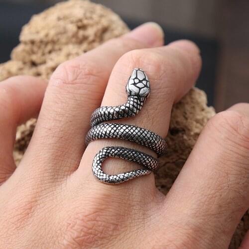 ROCKiss New Store Retro Stainless Steel Snake Ring For Men Women Cool Punk Gothic Ring Fashion Unisex Snake Ring Wholesale