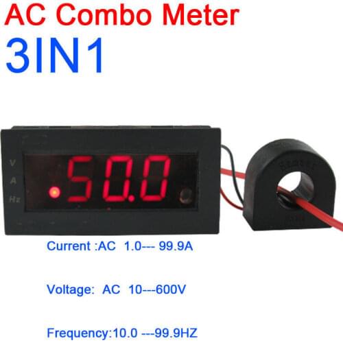 AC Combo Meter 600V 100A 100Hz digital Voltmeter Ammeter Frequency 110V 220v