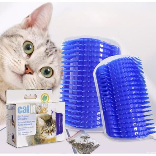 Device with massage pet remover brush cat brush hairs detailer flea comb cats grooming brush pets accessories Device With Catnip