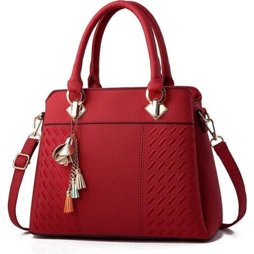 Fashion Women Handbags Tassel PU Leather Totes Bag Top-handle Embroidery Crossbody Bag Shoulder Bag Lady Simple Style Hand Bags