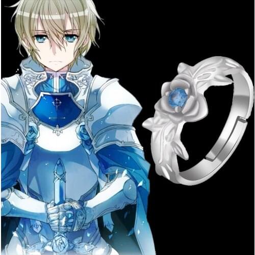 Anime SAO Sword Art Online: Alicization Eugeo Blue Rose Adjustable 925 Sterling Silver Finger Ring For Men Cosplay Jewelry Gifts