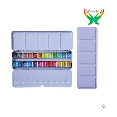 Superior 12/24/36/48 color Solid watercolor pigment set watercolor sub package watercolor painting set pigment box portable