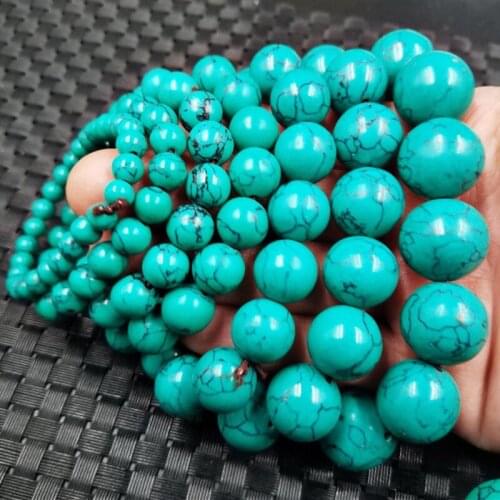 Natural verity turquoise beads bracelet high porcelain Wulanhua natural iron wire string original ore jewelry jade certificate