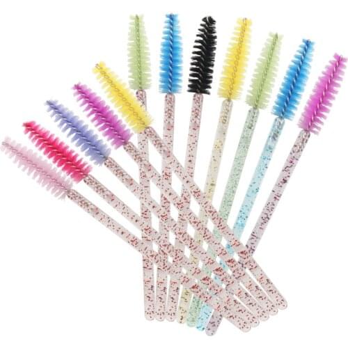 10Pcs Disposable Crystal Eyelash Brush Mascara Wands Applicator Grafting Eyelash Curling Comb Beauty Makeup Cosmetic Tools