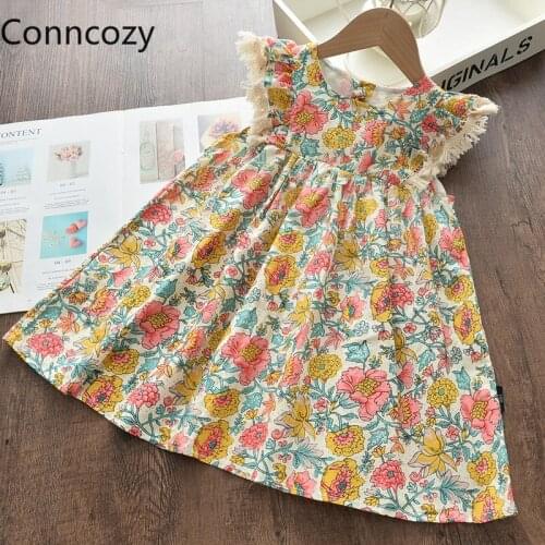 Girls Dress Casual Summer Floral Girl Dresses Childrens Clothing Ethnic Printed Dress Girls Clothes Kids Dresses for Girls 1-6y