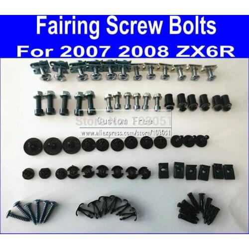 Full set Motorcycle Fairing common screw bolts for KAWASAKI 2007 2008 ZX6R 07 08 ZX 6R aftermarket black fairings bolt screw