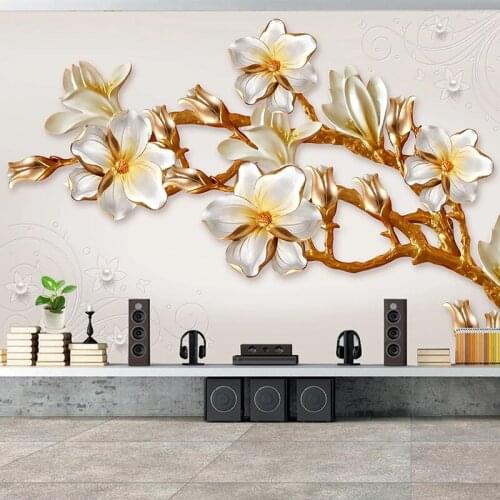 Custom Wallpaper 3D Stereoscopic Relief Flower Wall Murals Chinese Style Living Room Sofa TV Background Wall Papers Home Decor