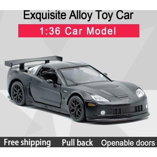 RMZ CITY 1:36 Corvette C6 Cool Black Alloy Diecast Car Model Toy With Pull Back For Children Gifts Toy Collection