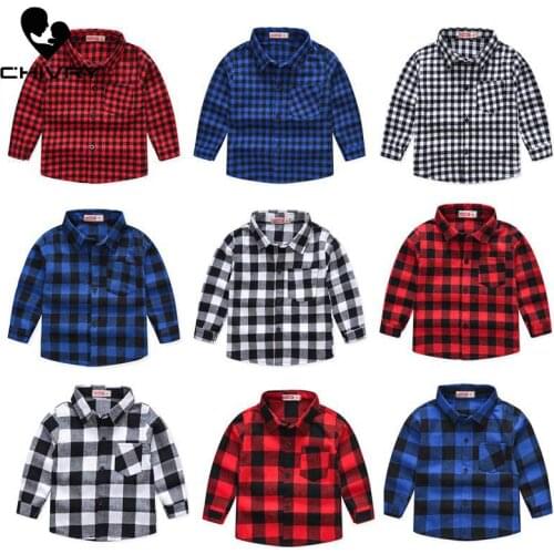 Spring Autumn 2019 New Boys Long Sleeve Classic Plaid Lapel Shirts Tops with Pocket Baby Boys Casual Shirt Kids Clothing