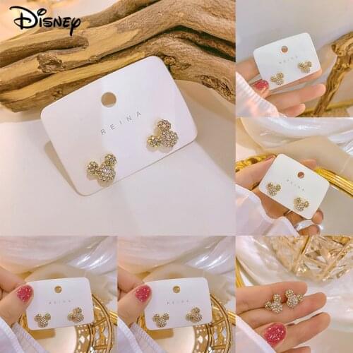 Disney Mickey Crystal Stud Earrings for Women Simple Bow Small Earring Fashion Ear Jewelry Wedding Gift Mujer Boucle D'oreille