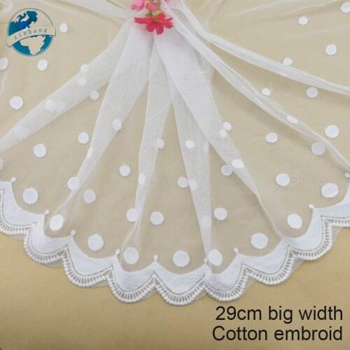 29cm Big wide white lace cotton embroid lace sewing ribbon fabric guipure diy trims warp knitting DIY Garment Accessories#3183
