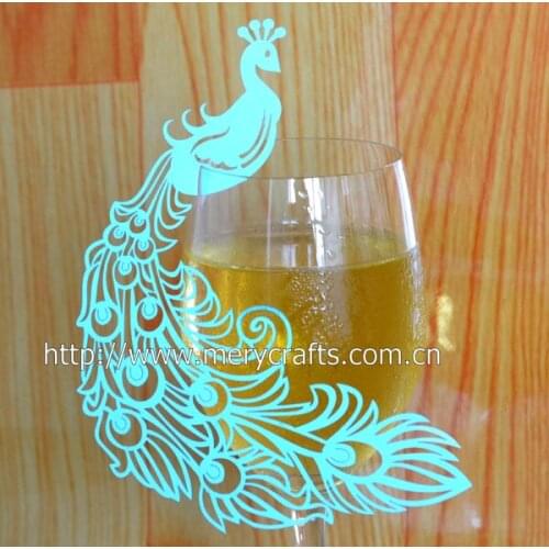 Peacock wedding favors , laser cut paper peacock wedding place cards