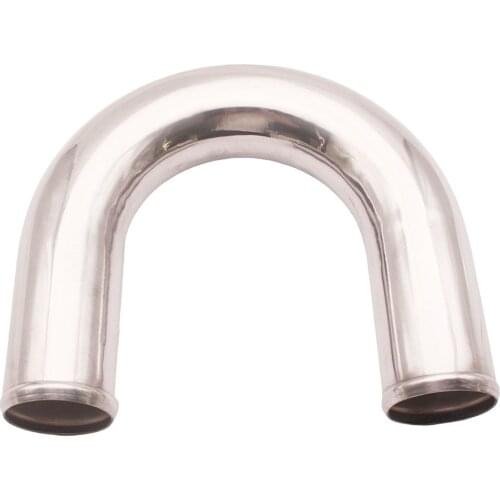 Universal Polished Aluminum Elbow Pipe Tubing, 180 Degree Bend Intercooler O.D.（2.5"(63mm))
