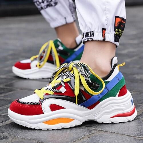 Air Sushion Sneakers Men Mixed Color Height Increasing 6CM Dad Shoes Breathable Mesh Platform Shoes Outdoor Flats Walking Shoes