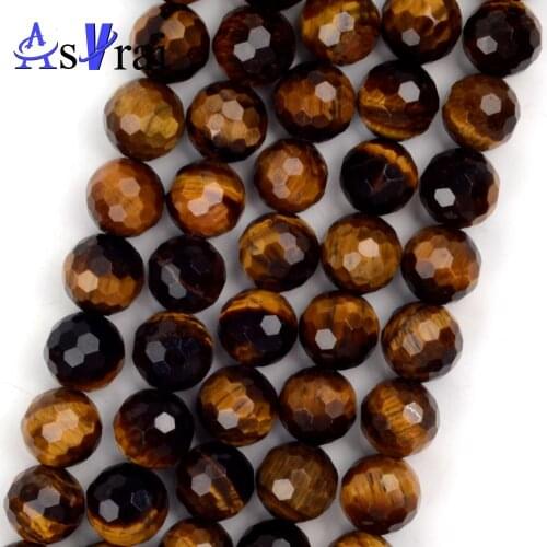 High Quality Genuine Natural Stone Beads 8mm Faceted Tiger Eye Stone For Jewelry Making Round Loose Spacer Beads DIY Bracelet
