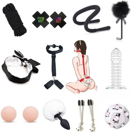 Adult Bdsm Kits Sex Toys For Women Bondage Handcuffs Whip Anal Plug Gag Sex Toys For Women Games Accessories Chastity Sex Shop