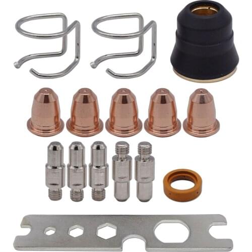 15pcs Plasma Tip PD0116-08 Electrode PR0110 Outside Nozzle Gas Diffuser Spacer Guide Consumables Kit For S45 Plasma Cutter Torch