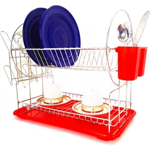 2 Tier Dish Drying Rack for Kitchen Rustproof with Dish Rack Cup Holder Drainboard Set Large Capacity Removable Storage Shelf