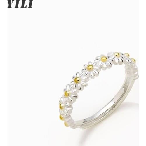 2021 Fashion Sweet Daisy Open Ring for Women Korean Adjustable Cute Sun Flower Open Rings Wedding Engagement Female Jewelry