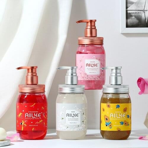 AILKE Bath foam women Whitening brightening original Scrub body wash skin care sakura winter Exfoliating shower gel female
