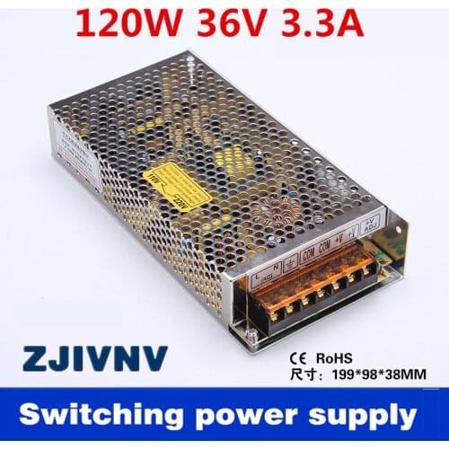 CE RoHS approval 2 year warranty 120W switching power supply 36v 3.3a led driver 110V/ 220v to 36v converter smps for amplifier