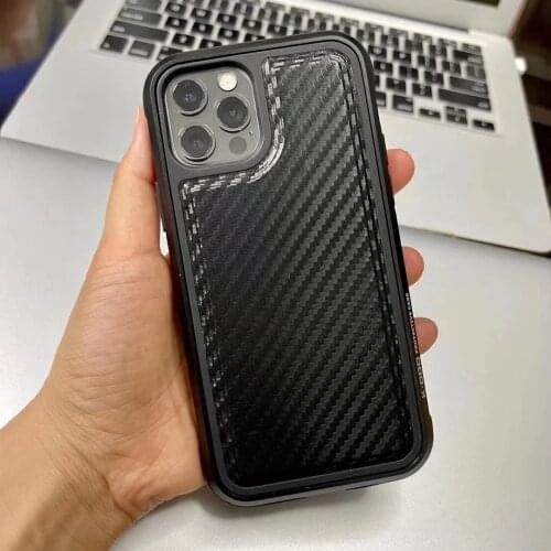 Aluminum Frame Carbon Fiber Pattern Case For iPhone12 Case For iPhone 12 Pro Max Metal + PU Leather Case For iPhone12 mini