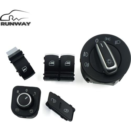 Window Mirror Headlight Door Control Switch For VW Passat B6 Golf MK5 6 R32 GTI MK5 Rabbit Tiguan 5K3959857 1K0962125 5ND941431A