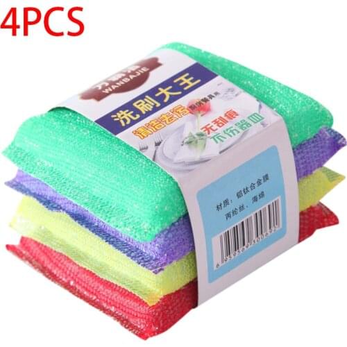 Double Sided Scouring Pad Reusable Cleaning Sponges Cloth Kitchen Cleaning Wipers Decontamination Dish Towels Random Color