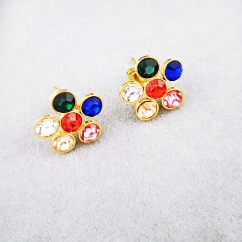 European and American fashion trend colorful diamond plum blossom INS small fresh net red same style female earrings