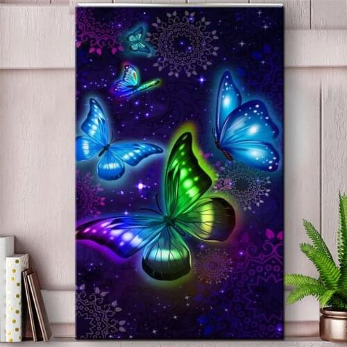 Fluorescent butterflies cross stitch 5d handmade diamond painting full drill rhinestones of picture diamond embroidery E1023