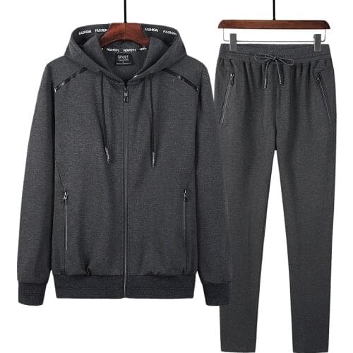 2 Pieces Suits Hoodies Jogger Men Winter Sportwear Sets Hooded Jackets Pants Hip Hop Sports Tracksuit Mens Clothing Large Sizes