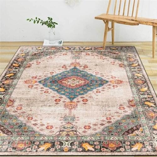 Retro Persian Ethnic-Style Rug Pink Green European-Style Carpet Living Room Bedroom Bed Blanket Kitchen Floor Mat