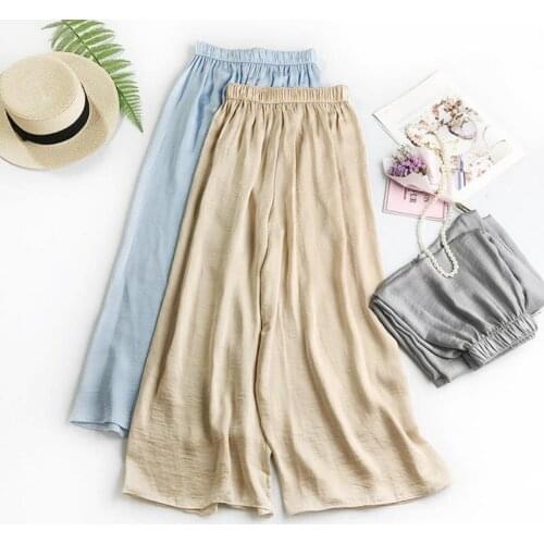 Summer womens sports pants high waist drape ice silk casual leggings plus size jogging yoga pants