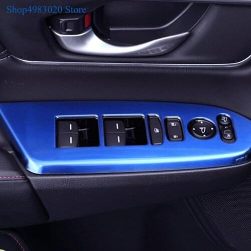 Interior Door Window Lift Switch Armrest Panel Drawing black/Silver/blue Stainless Steel trim 4pcs for Honda CRV 2017 2018 2019