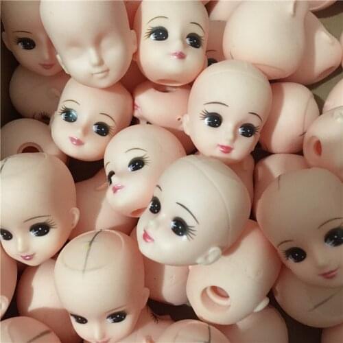 Cute Licca Doll Head 1/6 DIY Birthday Gift Make up Practice Dolls Bald Heads Kids Play House Game Toy Girl Change Clothes Figure